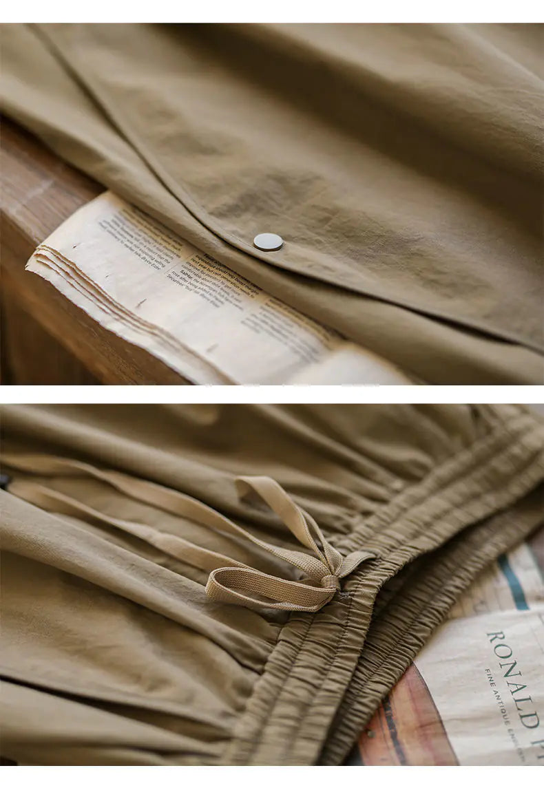 Khaki Stylish Ankle Length Pants with Pockets for Women