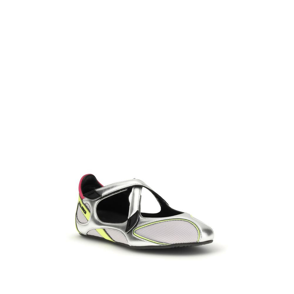 The Attico Silver Polyurethane Ballet Flats