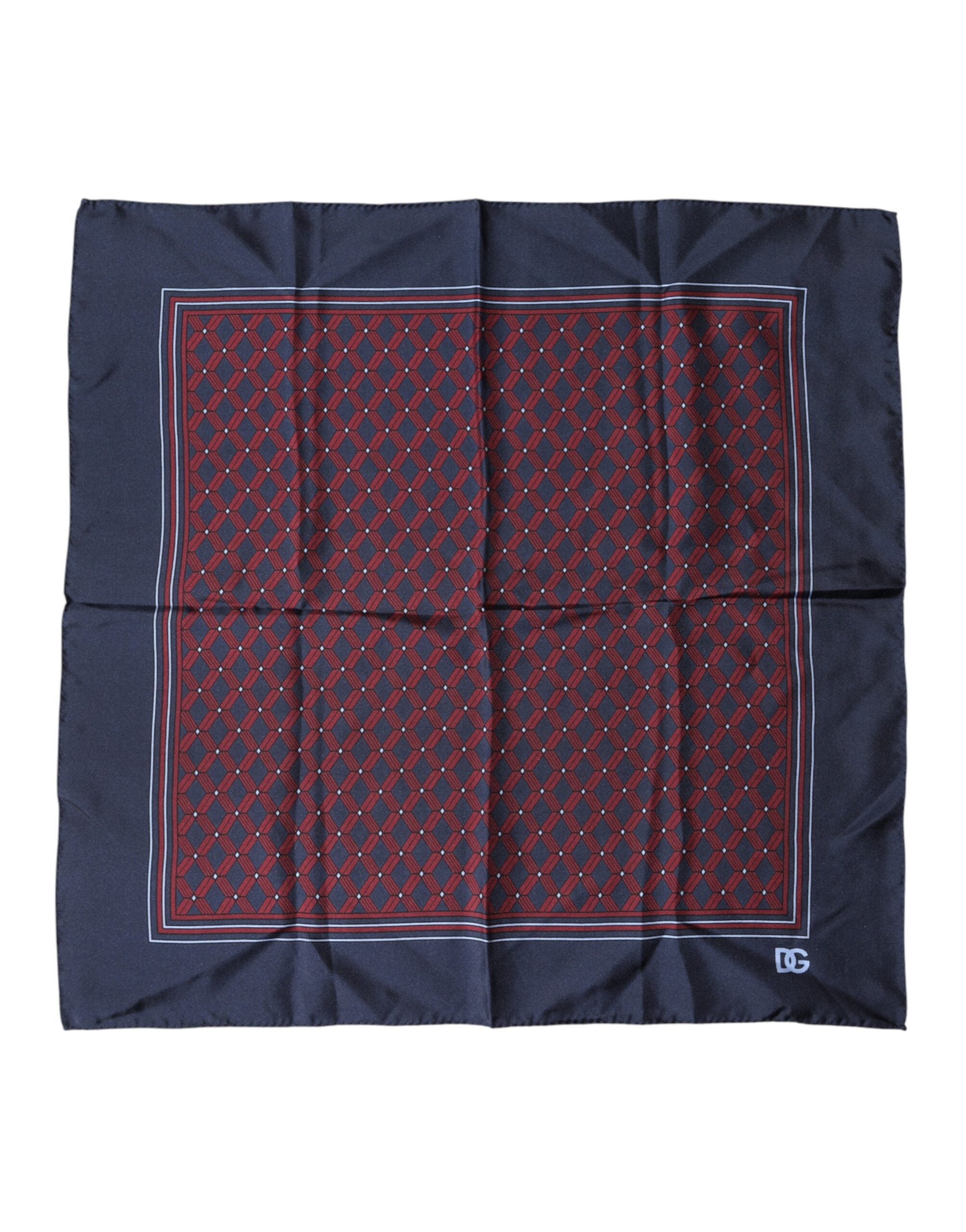 Dolce & Gabbana Blue Red Patterned Silk Square Foulard Scarf