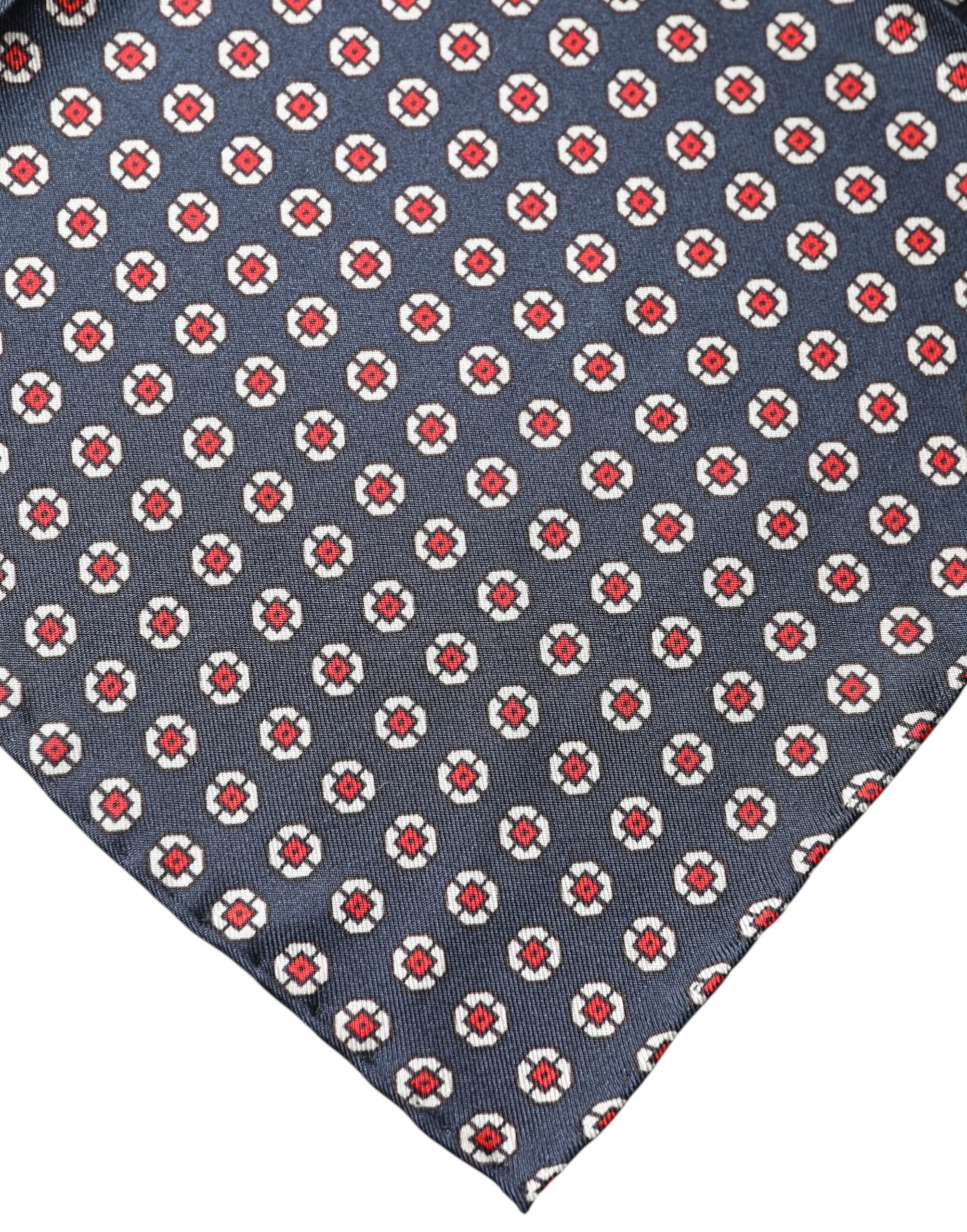 Dolce & Gabbana Blue Patterned Silk Square Handkerchief Scarf