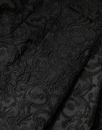 Dolce & Gabbana Black Floral Brocade High Waisted Trouser Pants