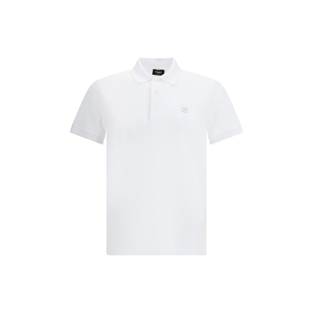 Fendi White Cotton Polo Shirt