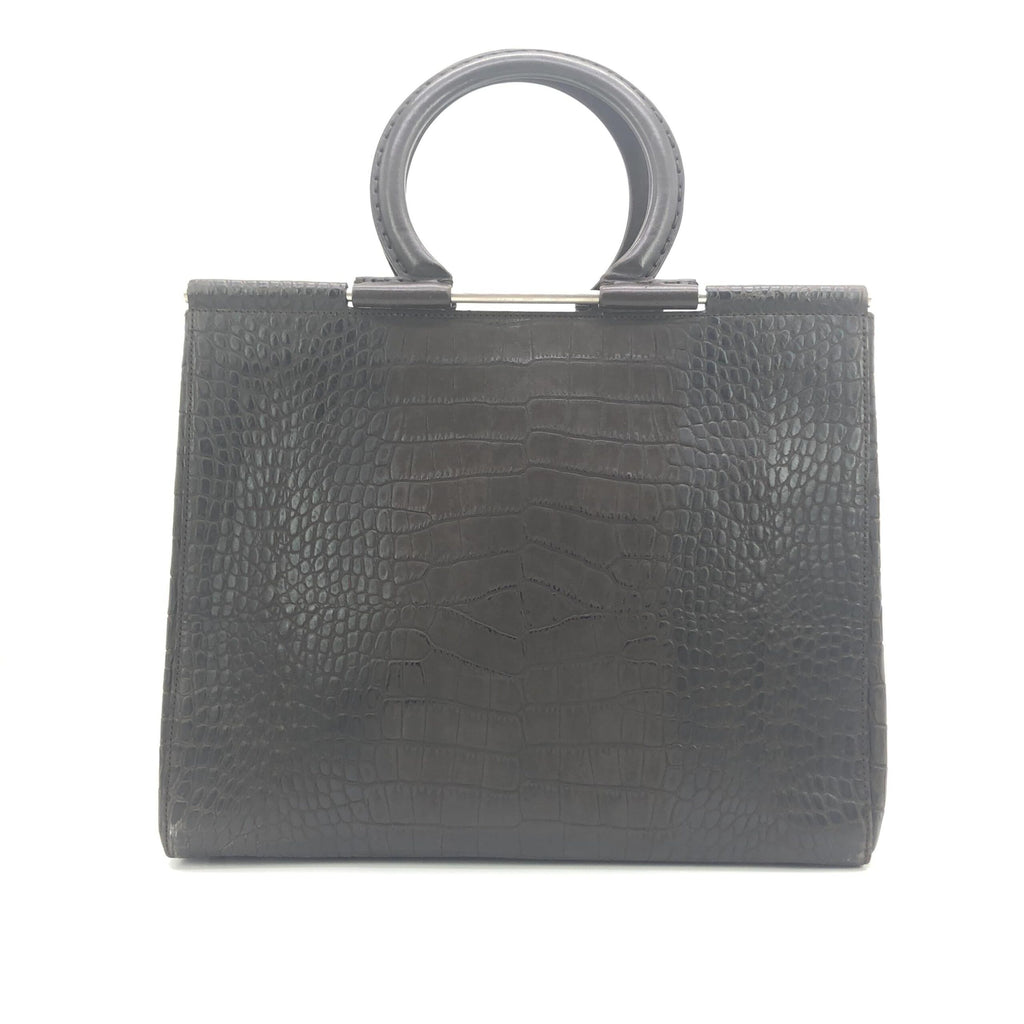 Salvatore Ferragamo Croc Embossed Top Handle Handbag