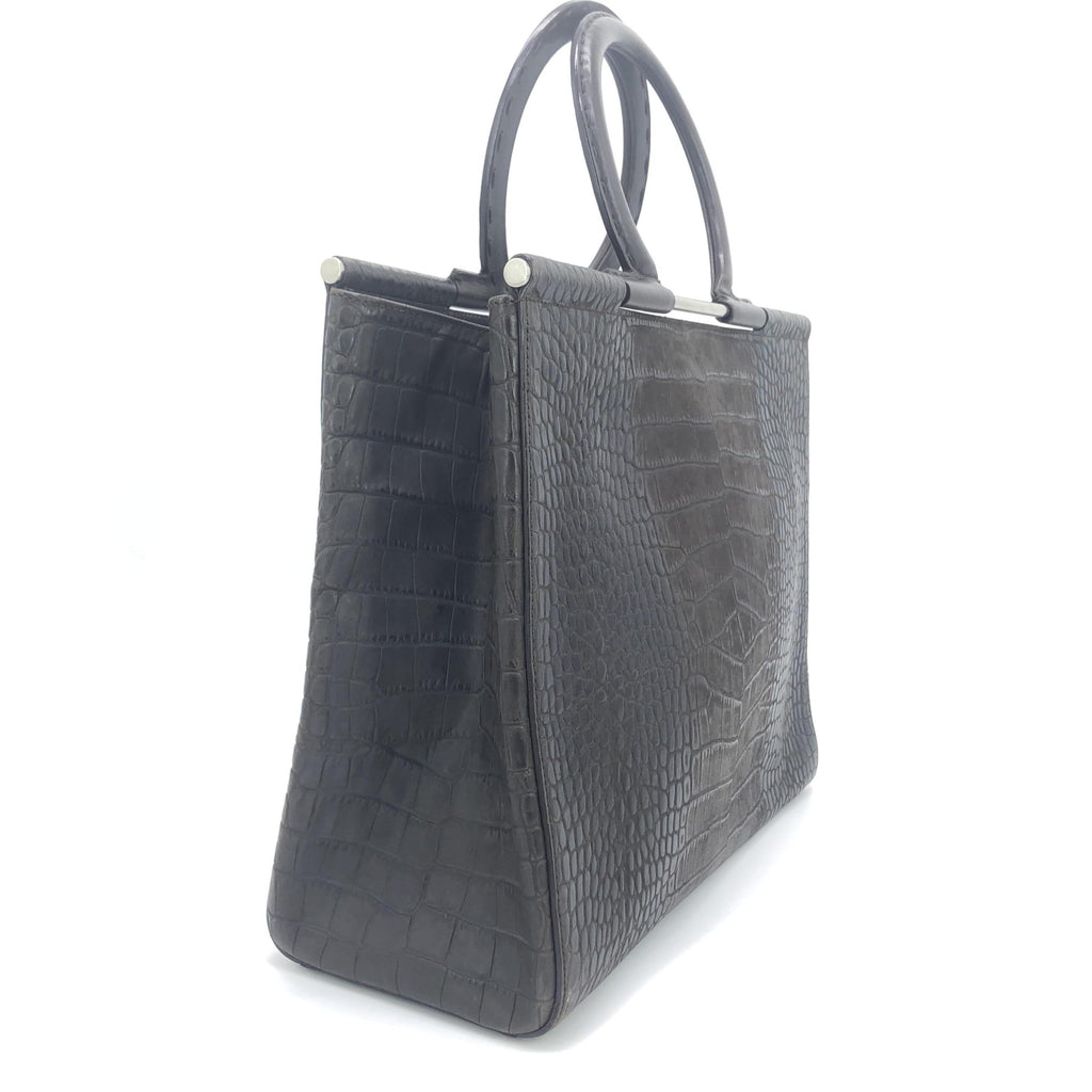 Salvatore Ferragamo Croc Embossed Top Handle Handbag