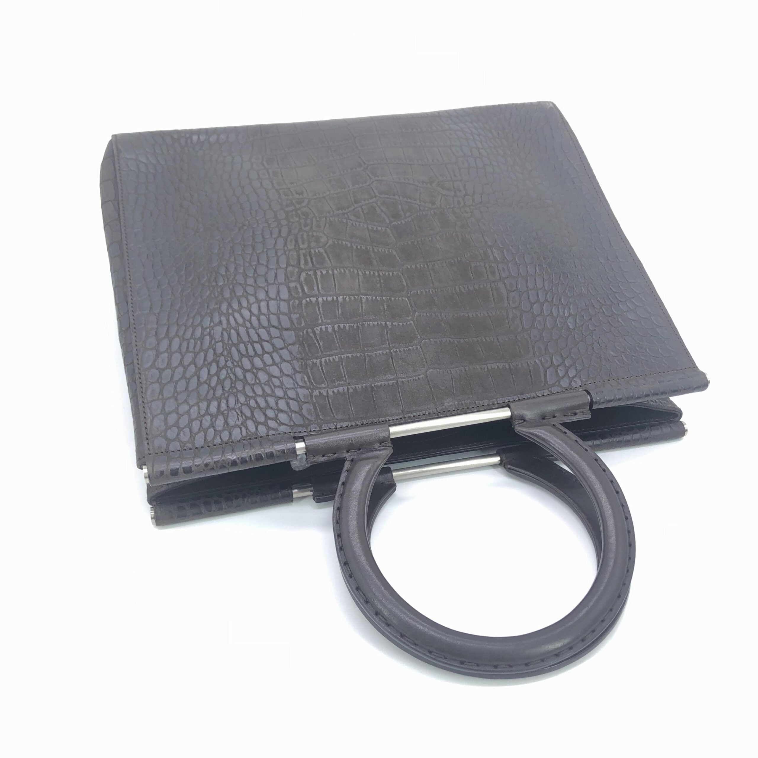 Salvatore Ferragamo Croc Embossed Top Handle Handbag