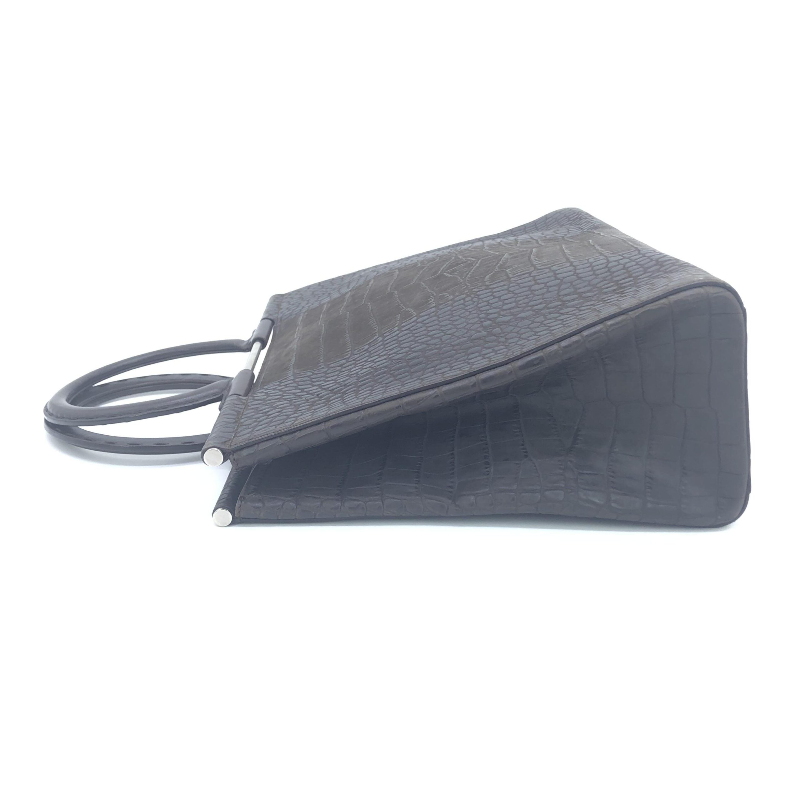 Salvatore Ferragamo Croc Embossed Top Handle Handbag