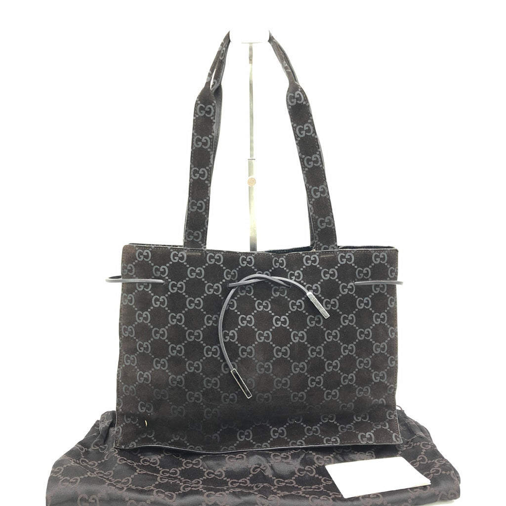 Gucci GG Suede Drawstring Tote Bag