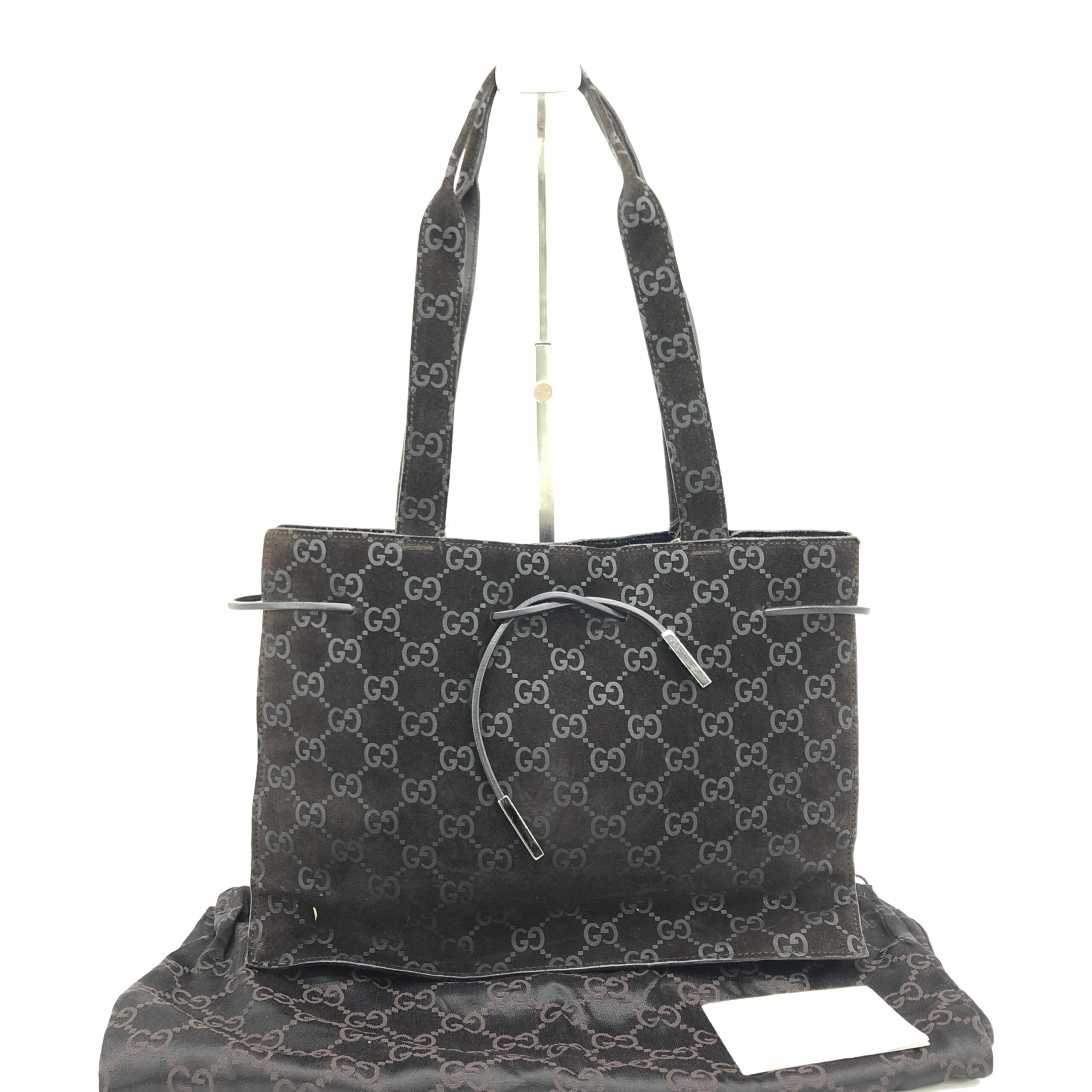 Gucci GG Suede Drawstring Tote Bag