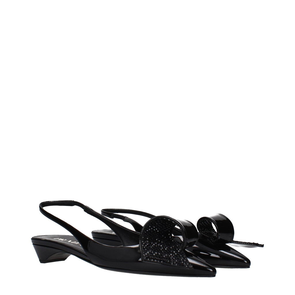 Prada Black Leather Flat Sandals