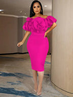 Elegant Off-Shoulder Bodycon Dress with Ruffles
