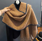Reversible Classic Plaid Tassel Scarf for Cold Weather