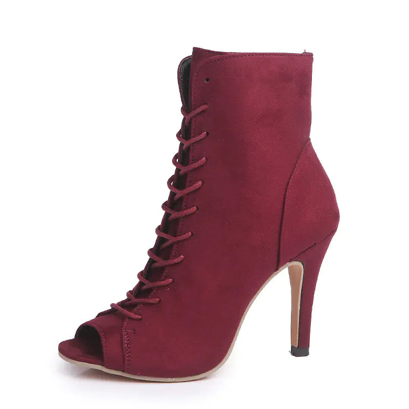 Chic Roman High Heel Lace-Ups & Peep Toe Boots
