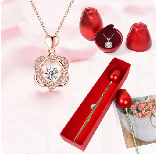 Smart Heart 925 Silver Plated Rose Gold Necklace
