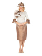 Metallic Brocade Ruffle-Shoulder Sheath Dress-Plus