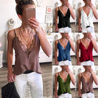 Women's Sexy Summer Deep V-Neck Lace Spaghetti Vest
