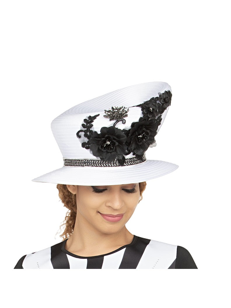 Giovanna Small Brim 2-tone Embellished Ribbon Hat, Style HR22150