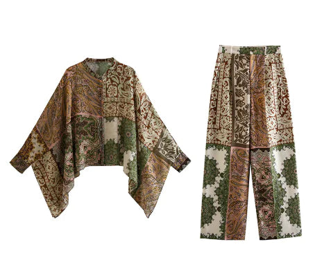 Janice Set - Batwing Shirt and Zipper Pants (One Set)