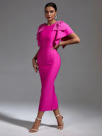 Handmade Knitting Lotus Leaf Beaded Slim Fit Dress