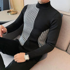 Men's Black Fitted Long Sleeve Sweater