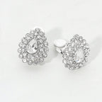 Teardrop Cluster Evening Clip On Earrings