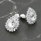 Teardrop Cluster Evening Clip On Earrings