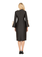 Luxe Twill Dress with Contrast Cascade Ruffles