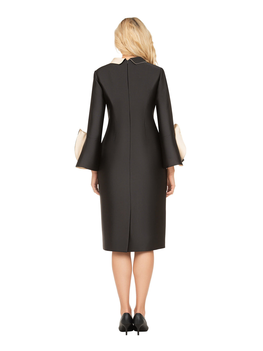 Luxe Twill Dress w/ Contrast Cascade Ruffles-Plus
