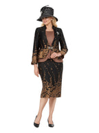 Giovanna 3pc Floral Print Brocade Peplum Jkt Skt Suit-Plus, Style G1154W