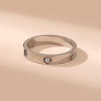 Titanium Steel Ring for Women with Diamond Embedding