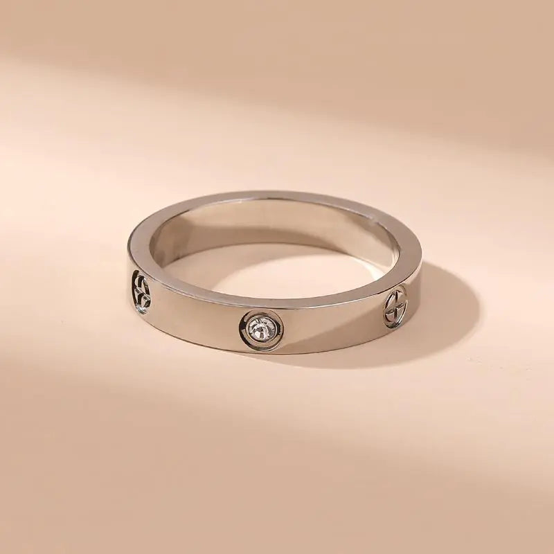 Titanium Steel Ring for Women with Diamond Embedding