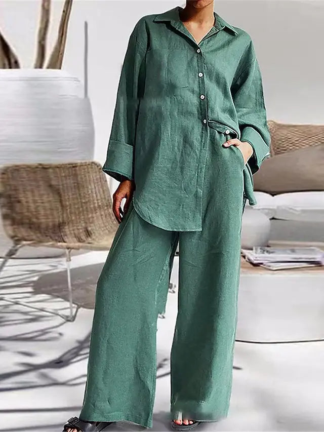 Spring Women's Loose Shirt & Pants Set