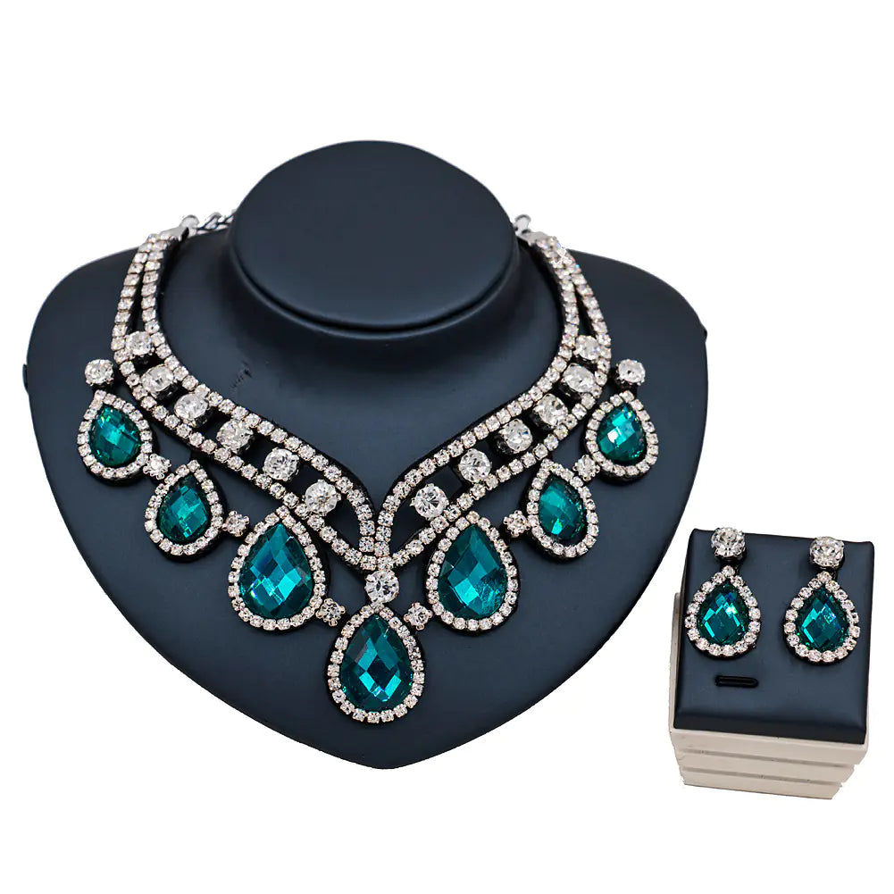 Vibrant Royalty - Colorful Exaggerated Necklace and Earring Set Made for a Queen