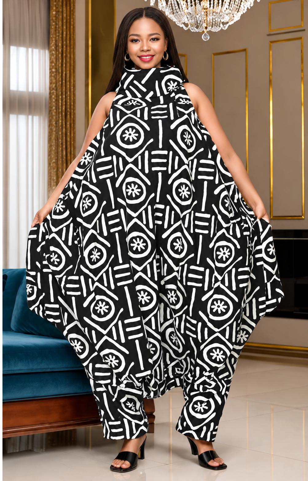 Kara Chic Bold African Print One-Piece, Style 251