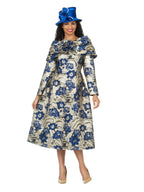 1pc Lux Brocade A-line Dress w/ Cape - Plus