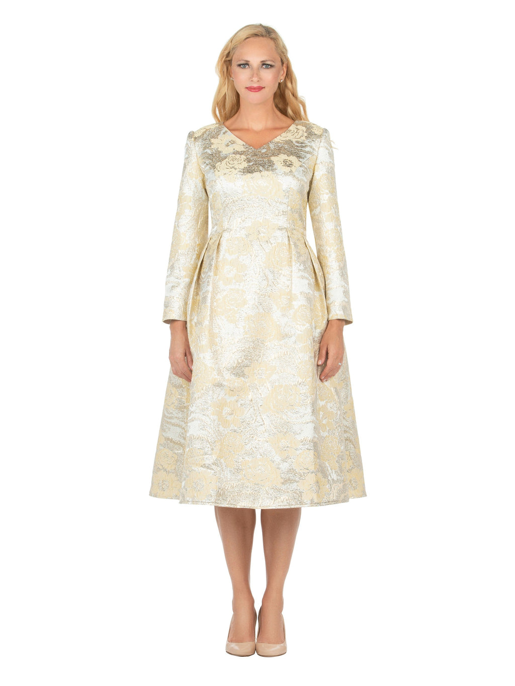 1pc Lux Brocade A-line Dress w/ Cape