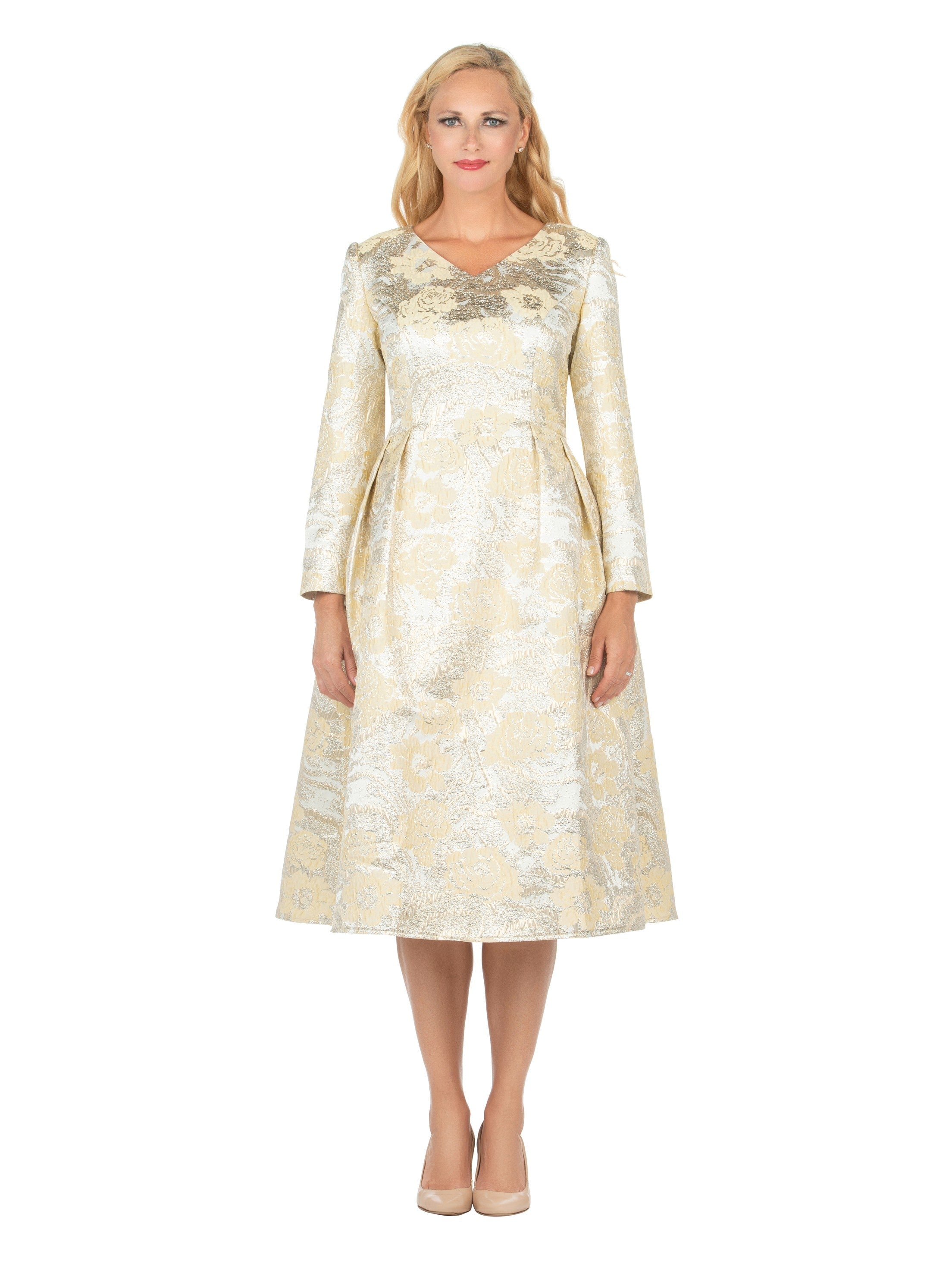 1pc Lux Brocade A-line Dress w/ Cape