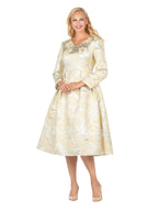 1pc Lux Brocade A-line Dress w/ Cape