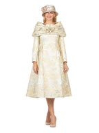 1pc Lux Brocade A-line Dress w/ Cape