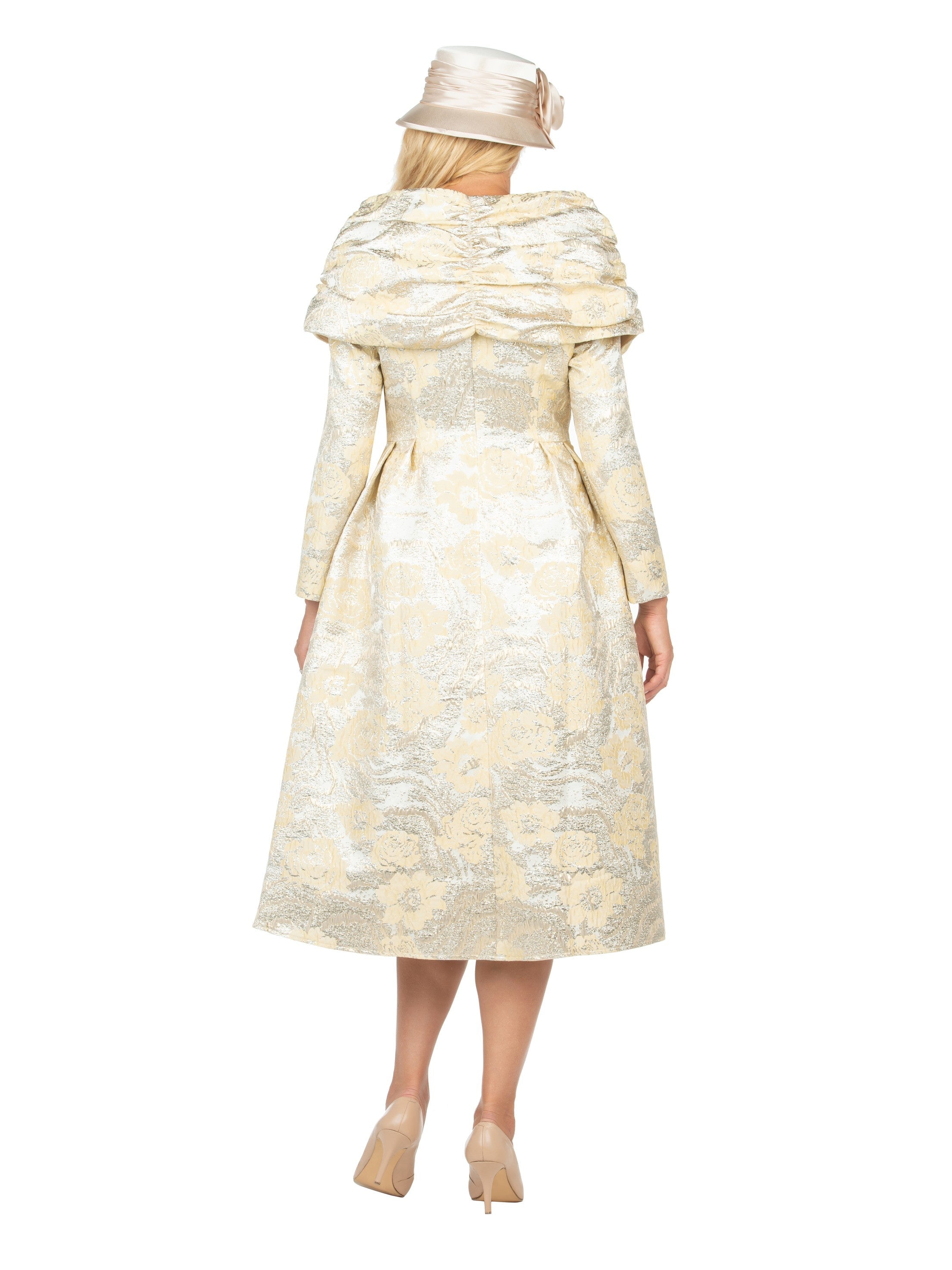 1pc Lux Brocade A-line Dress w/ Cape