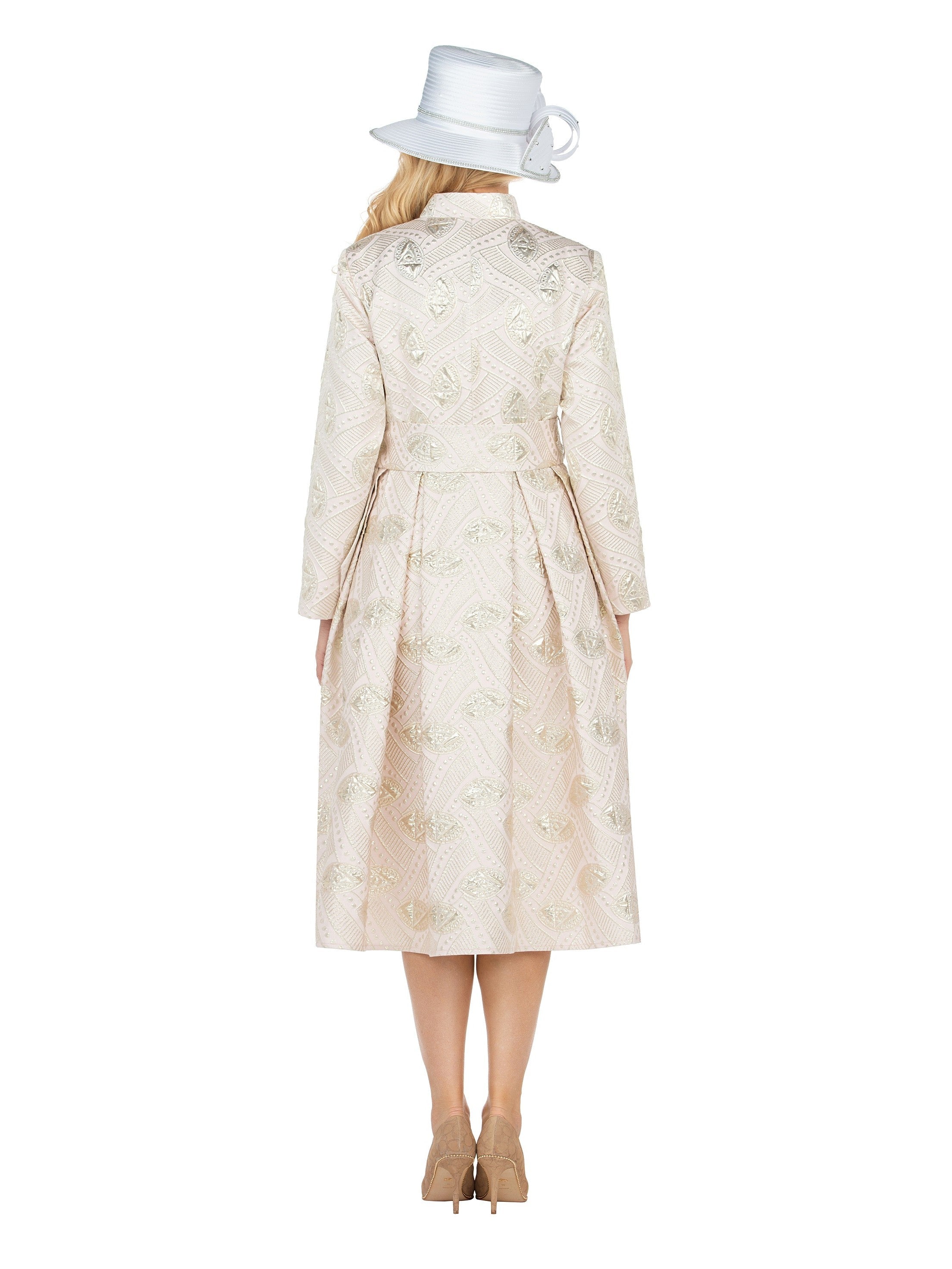 Stand Collar A-line Metallic Brcd Drs w/ Belt
