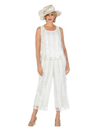 3pc Sheer Long Jkt, Cami+Pants Set-Plus