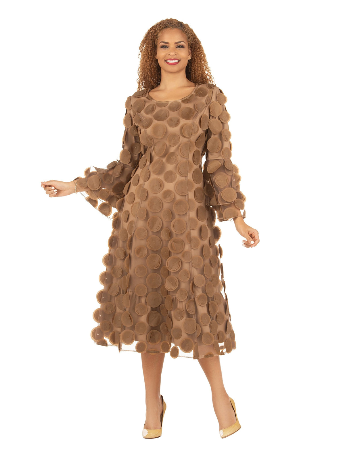Giovanna Bell Slv A-line Drs w/ Circular Petals Decor-Plus, Style D1650W