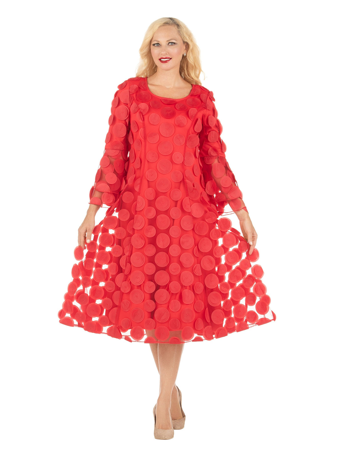 Giovanna Bell Slv A-line Drs w/ Circular Petals Decor-Plus, Style D1650W