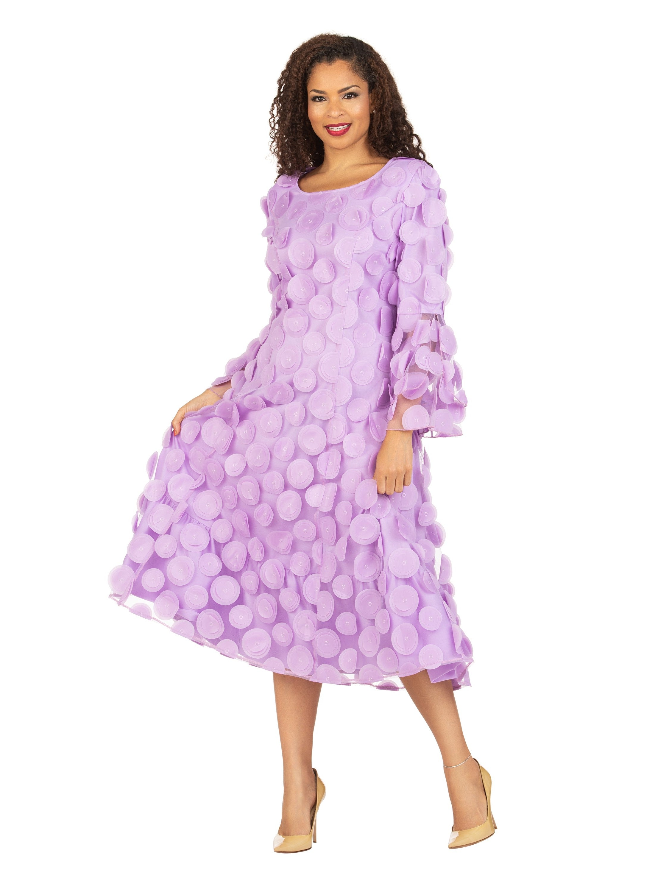 Giovanna Bell Slv A-line Drs w/ Circular Petals Decor-Plus, Style D1650W