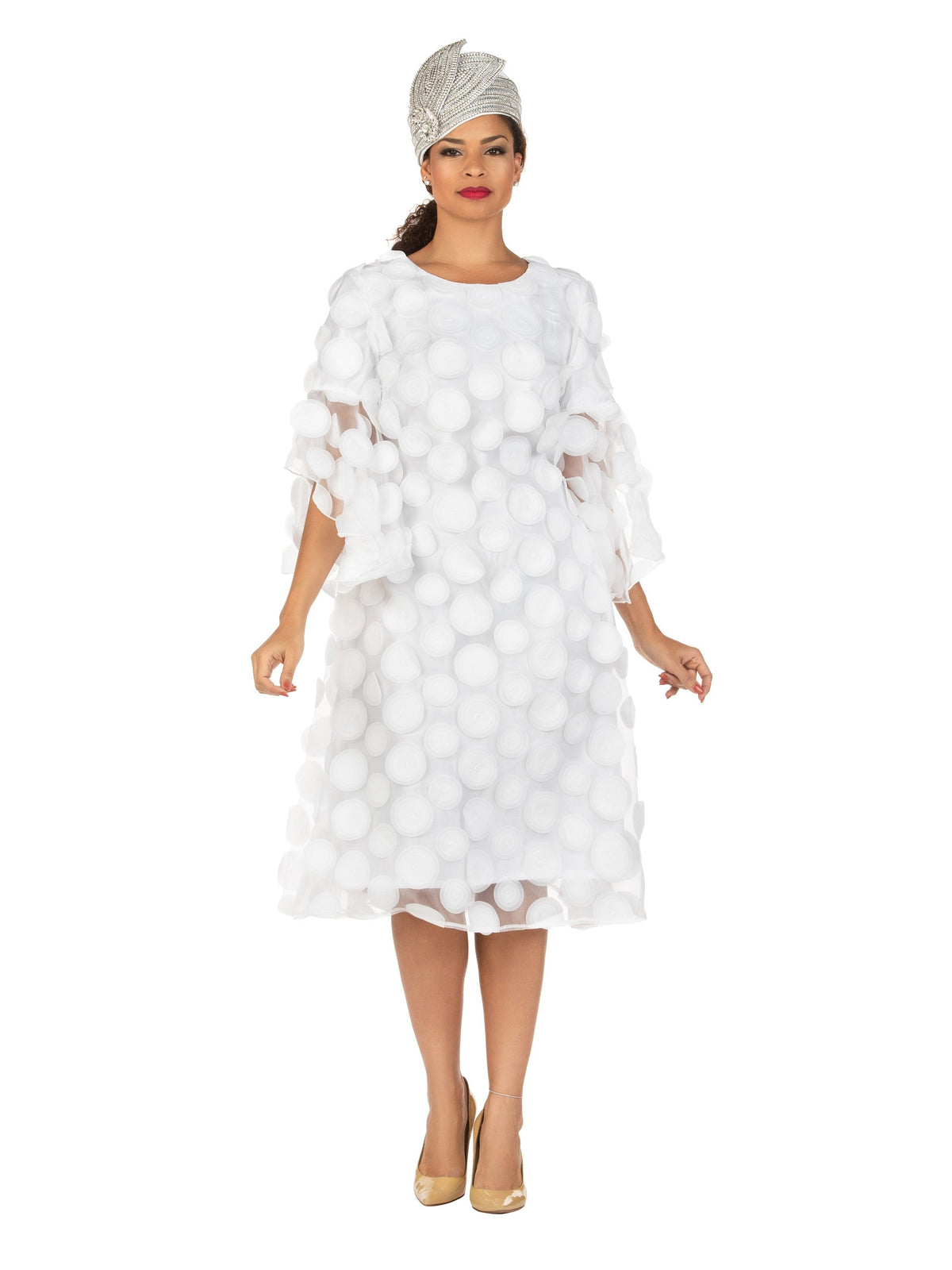 Giovanna Bell Slv A-line Drs w/ Circular Petals Decor-Plus, Style D1650W