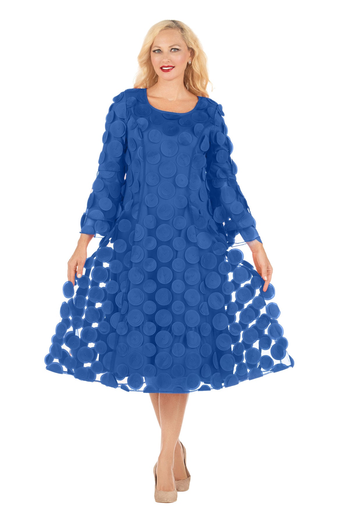 Giovanna Bell Slv A-line Drs w/ Circular Petals Decor-Plus, Style D1650W