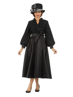 Balloon Slv Lace&Twill A-line Drs w/ Belt-Plus