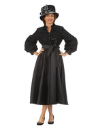 Balloon Slv Lace&Silky Twill A-line Drs w/ Belt
