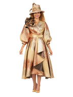 Giovanna Metallic Brocade Dress with Cascade Ruffle-Plus, Style D1679W