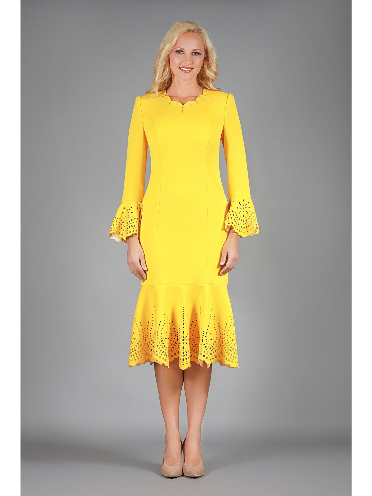 Giovanna Scuba Drs w/ Scallop Neckline, Cutouts & Stones, style D1680